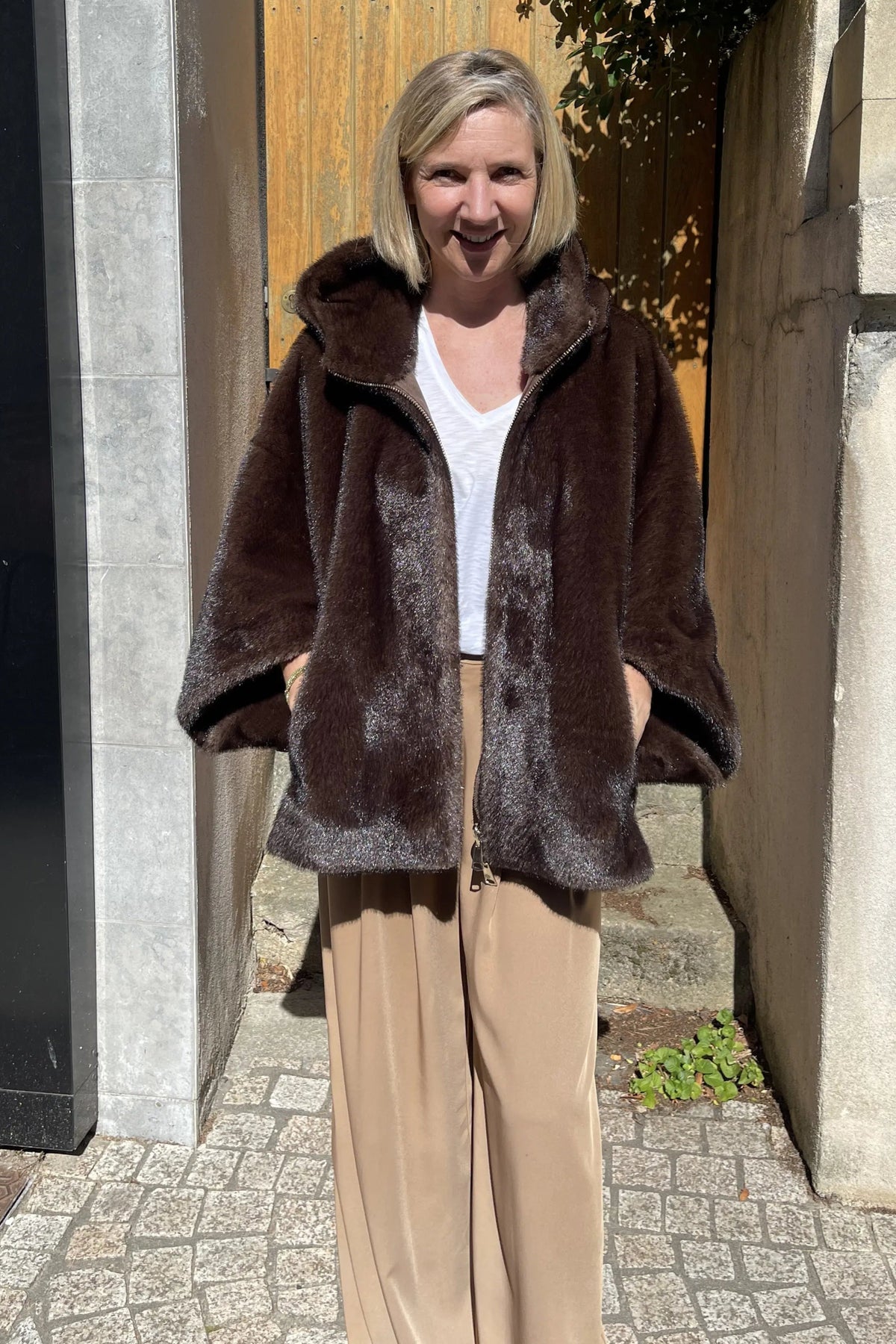 Manteau Cape Maison 26 Lea Art Brown/Palomino