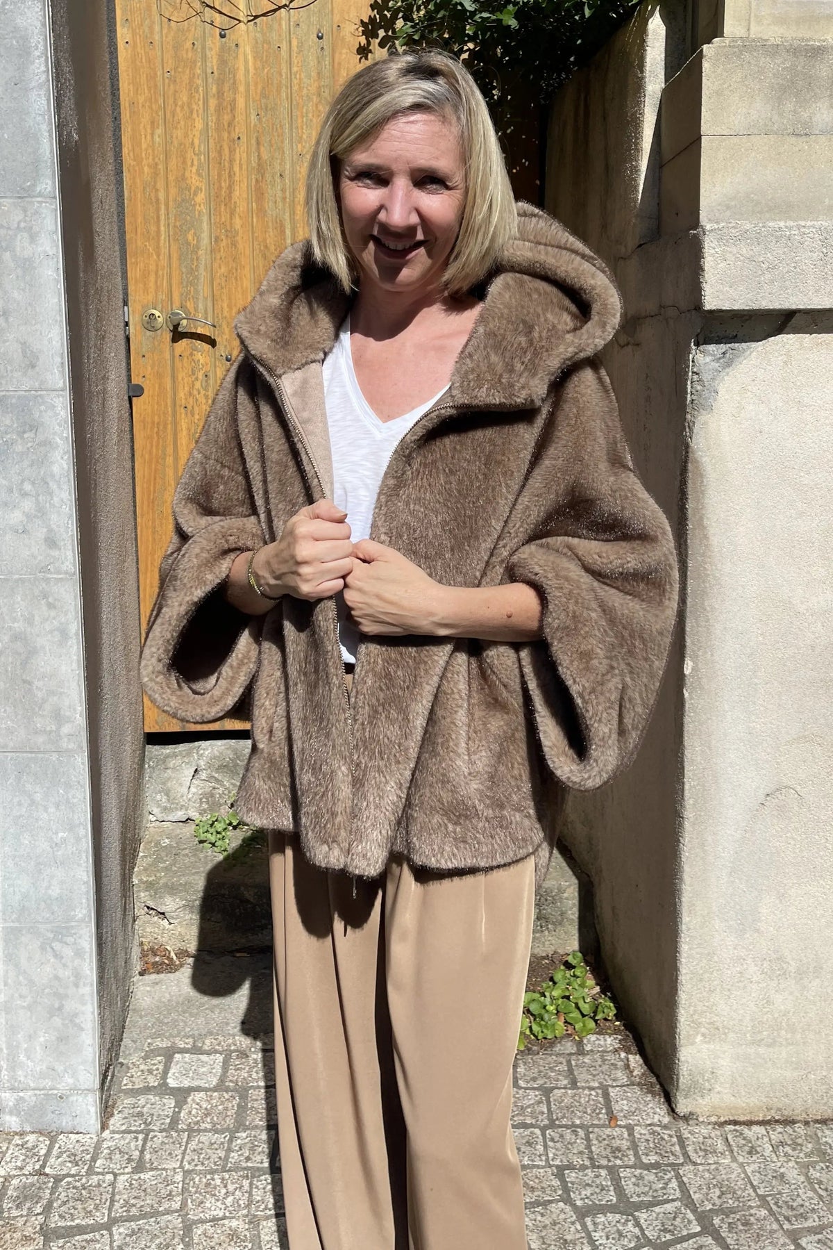 Manteau Cape Maison 26 Lea Art Pastel/Orange