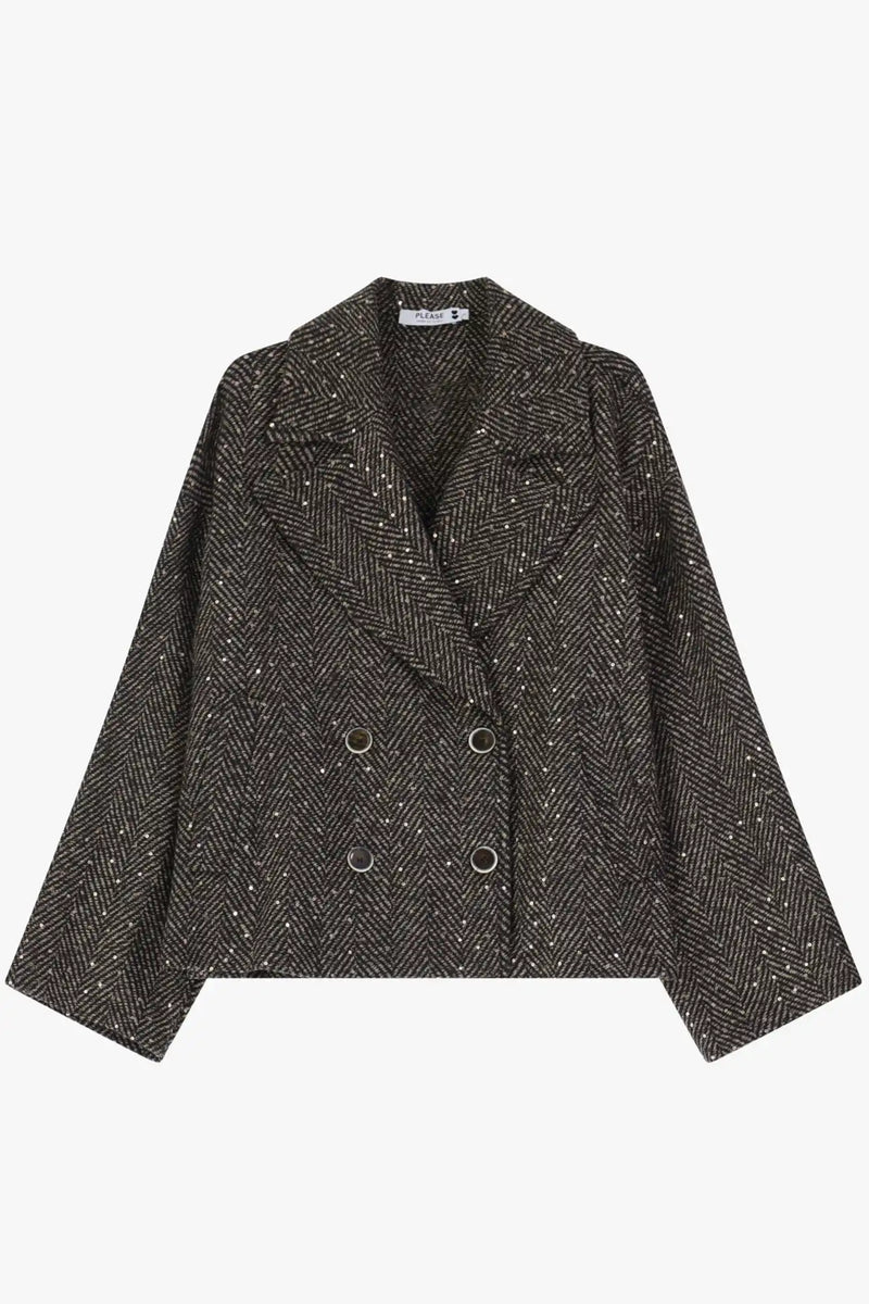 Manteau Caban Please Tweed et Sequins Moro