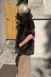 Manteau sans manches Maison 26 Mia Art Kaki/Fushia