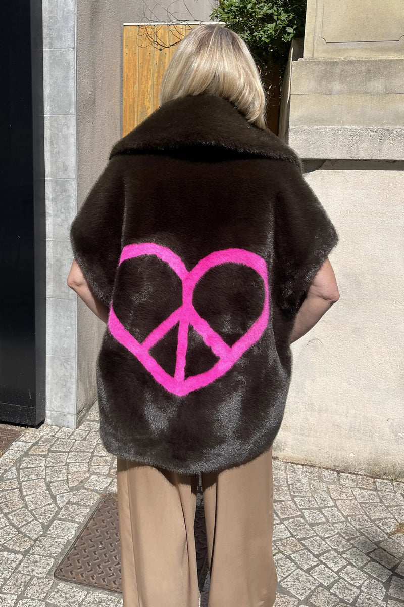 Manteau sans manches Maison 26 Mia Art Kaki/Fushia