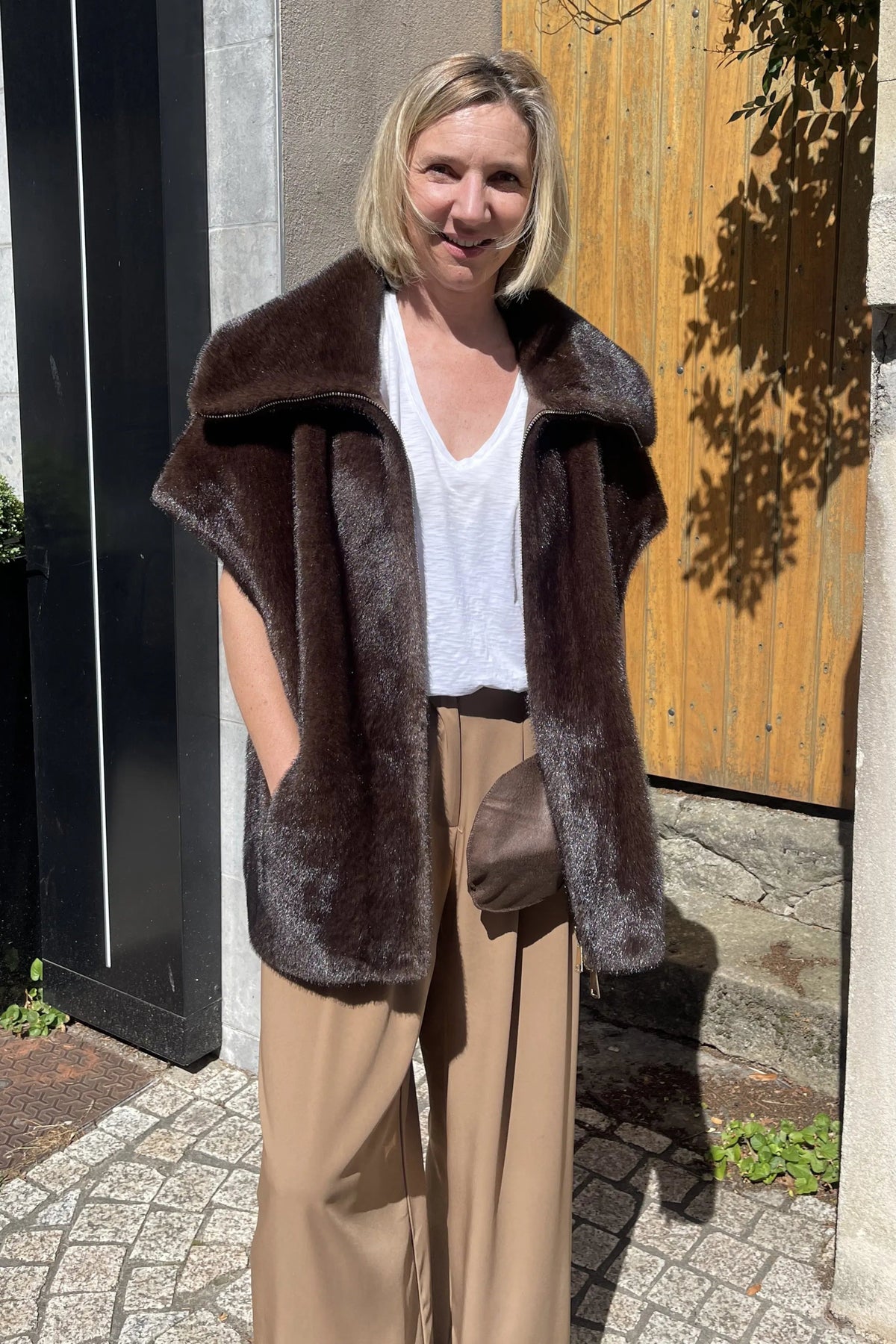 Manteau sans manches Maison 26 Mia Art Brown/Palomino