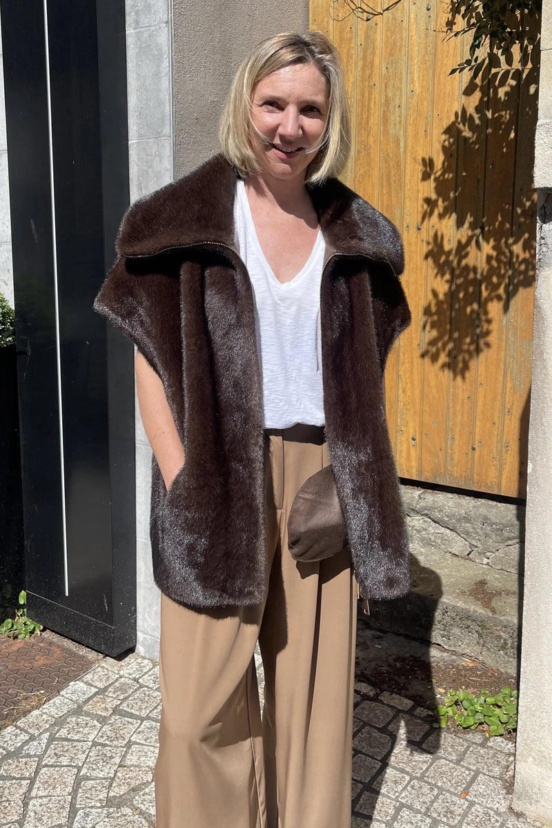 Manteau sans manches Maison 26 Mia Art Brown/Palomino