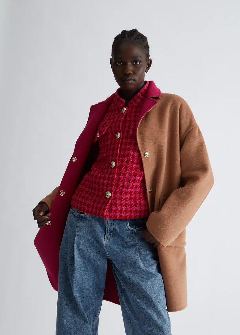 Manteau réversible Liu Jo en laine Dark fuxia