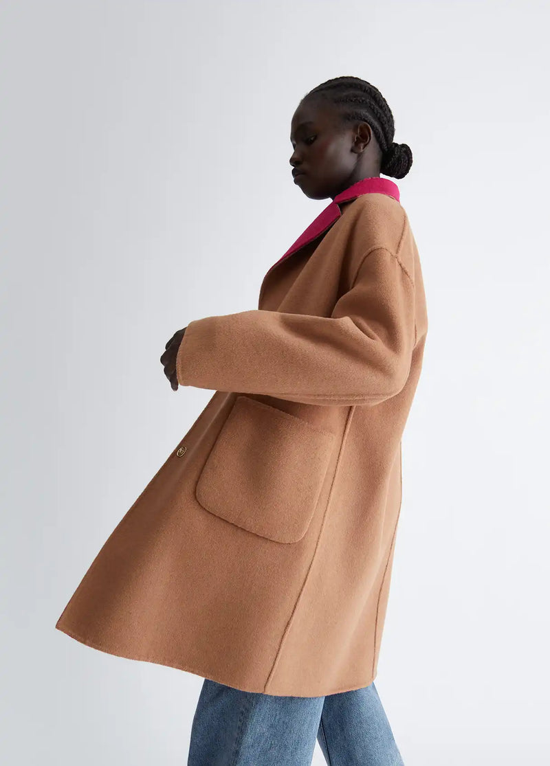 Manteau réversible Liu Jo en laine Dark fuxia