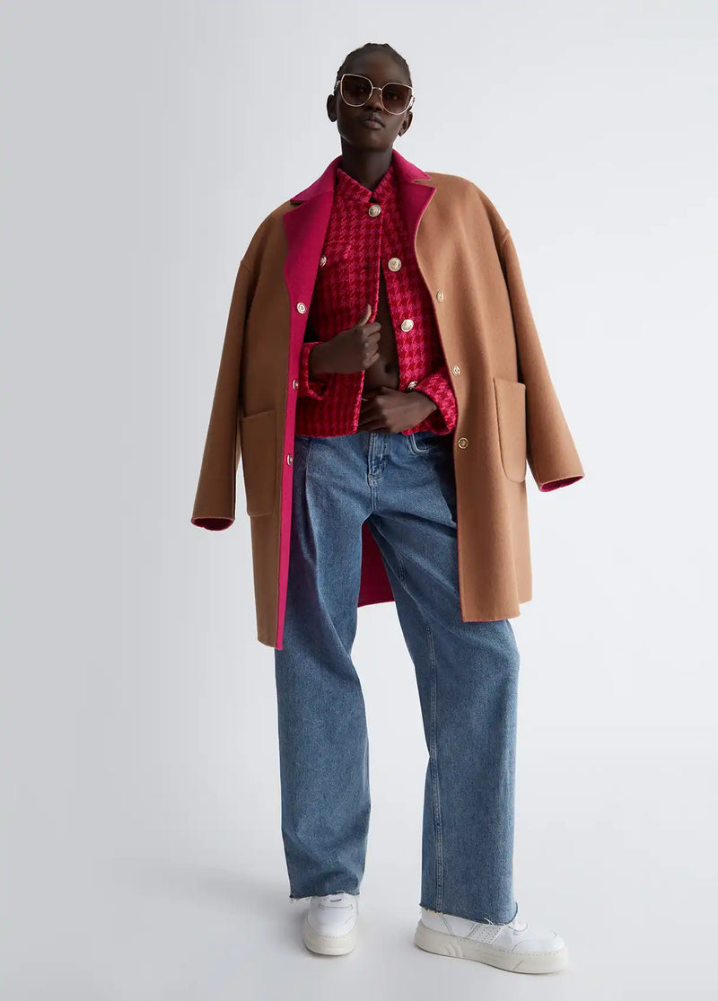 Manteau réversible Liu Jo en laine Dark fuxia