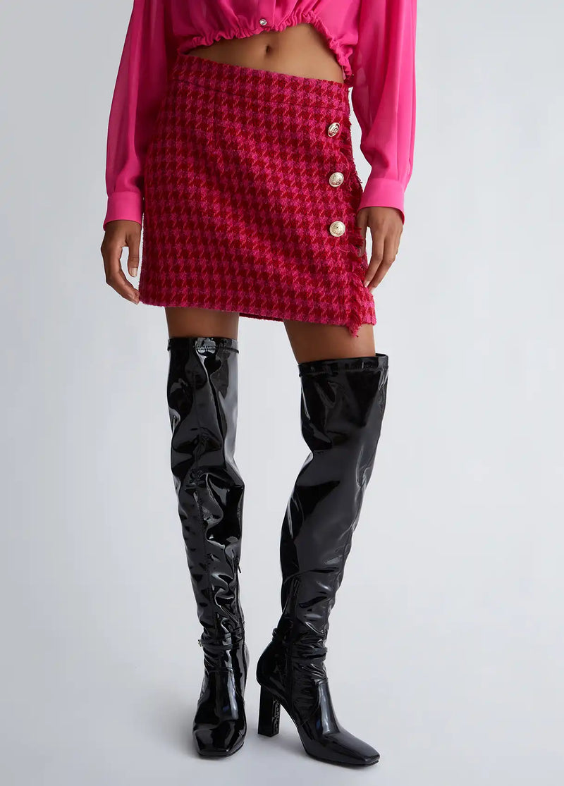 Mini Jupe Liu Jo pied-de-poule Dark fuxia