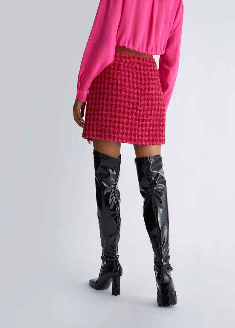 Mini Jupe Liu Jo pied-de-poule Dark fuxia