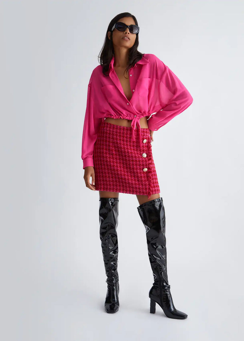 Mini Jupe Liu Jo pied-de-poule Dark fuxia