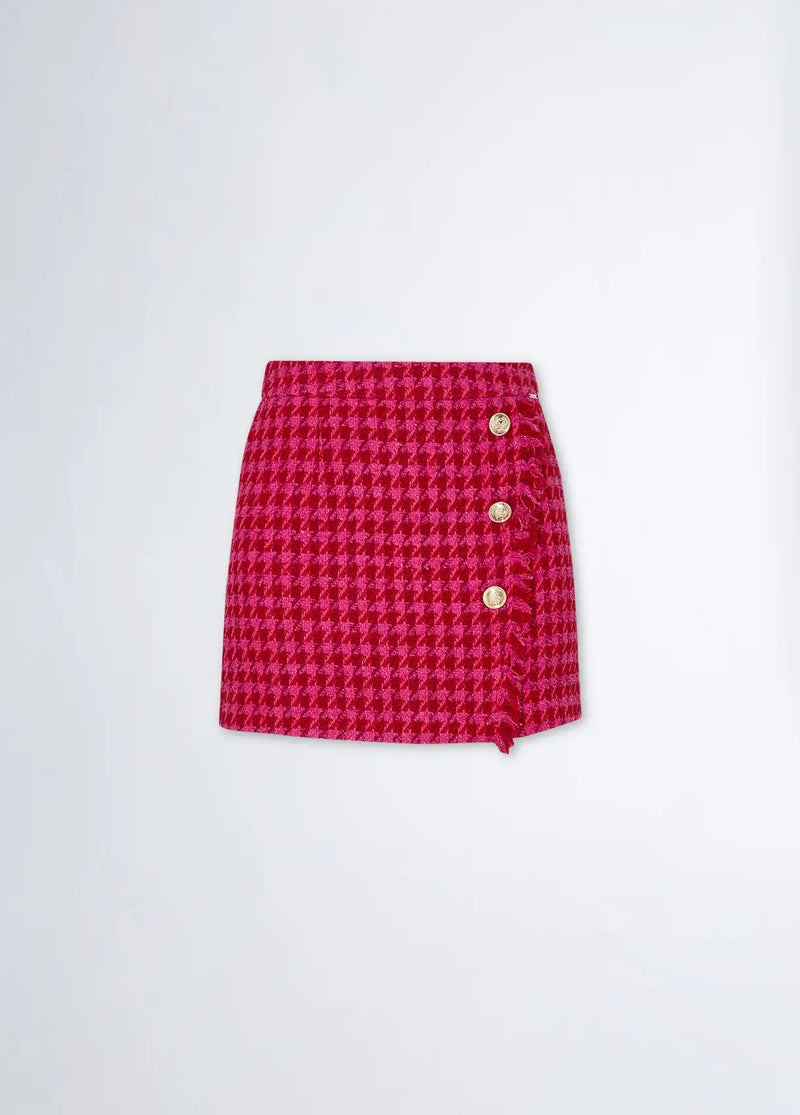 Mini Jupe Liu Jo pied-de-poule Dark fuxia