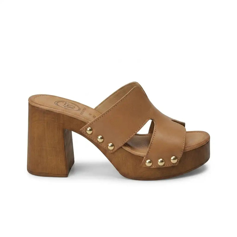 Mules à talons Diciottopiu en cuir Tan