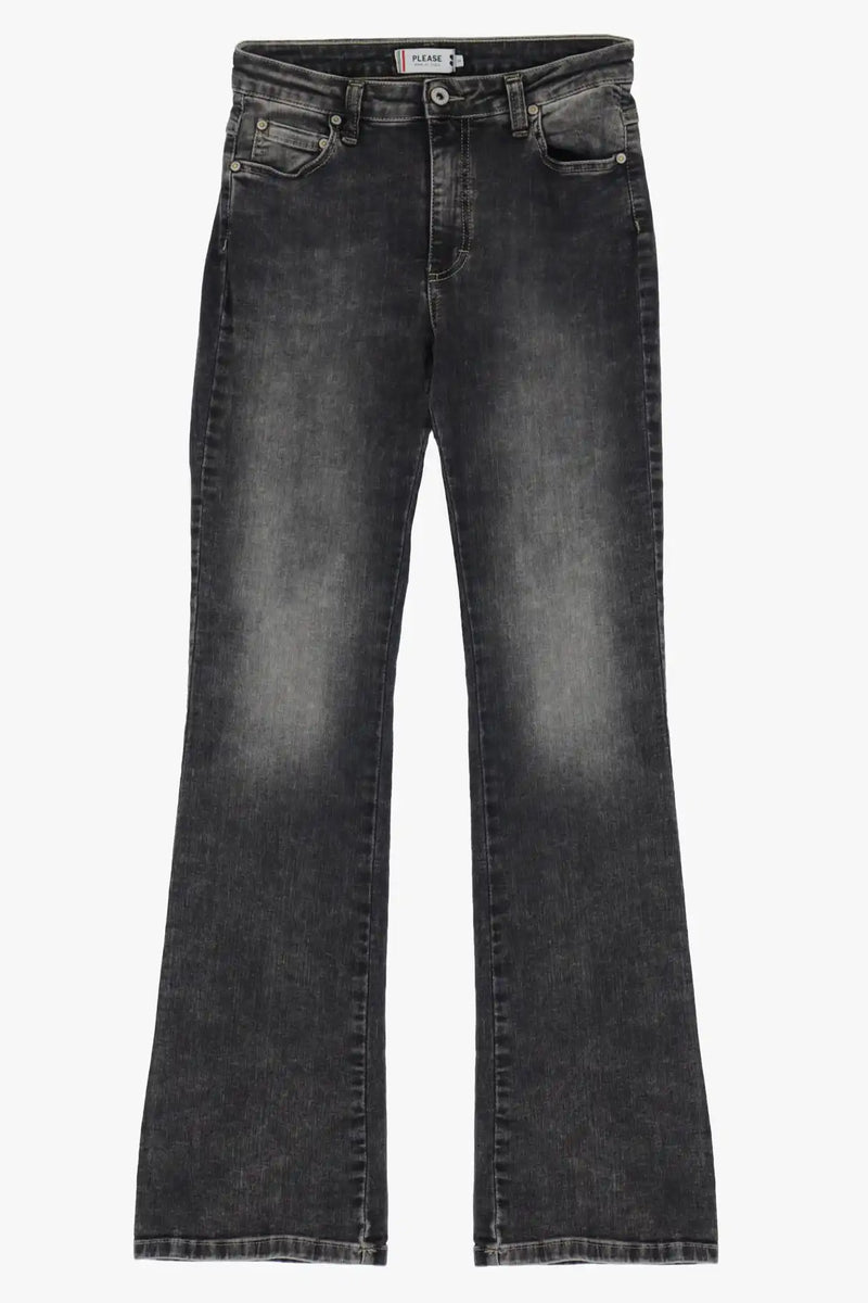 Jean Please Flare délavé Nero Denim