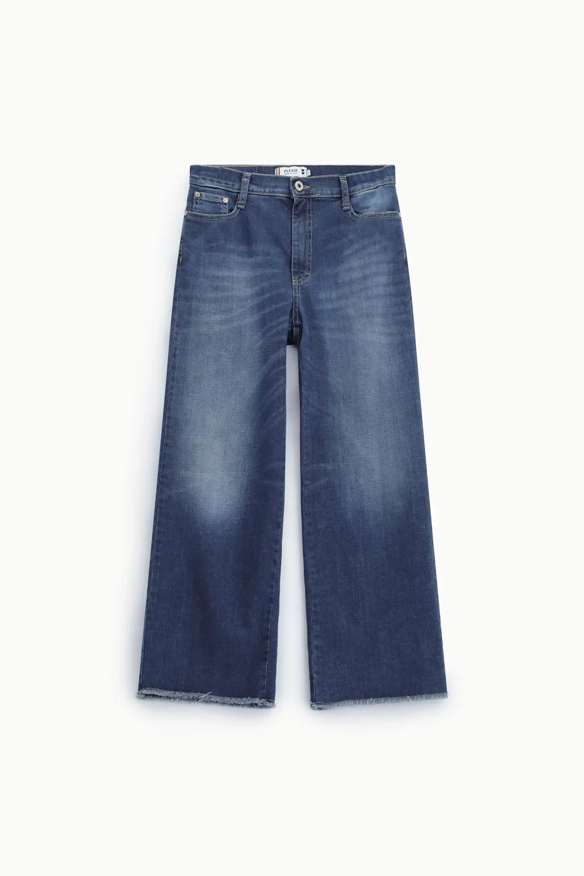 Jean large Please ourlet effiloché Blu Denim