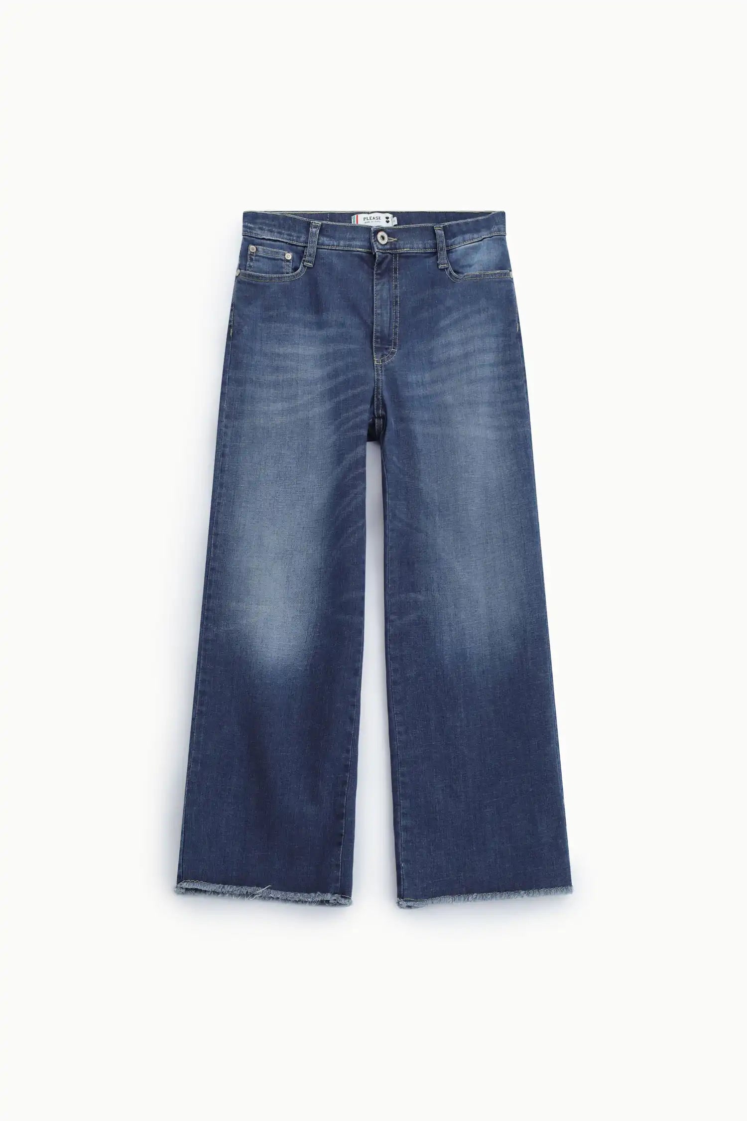 Jean large Please ourlet effiloché Blu Denim