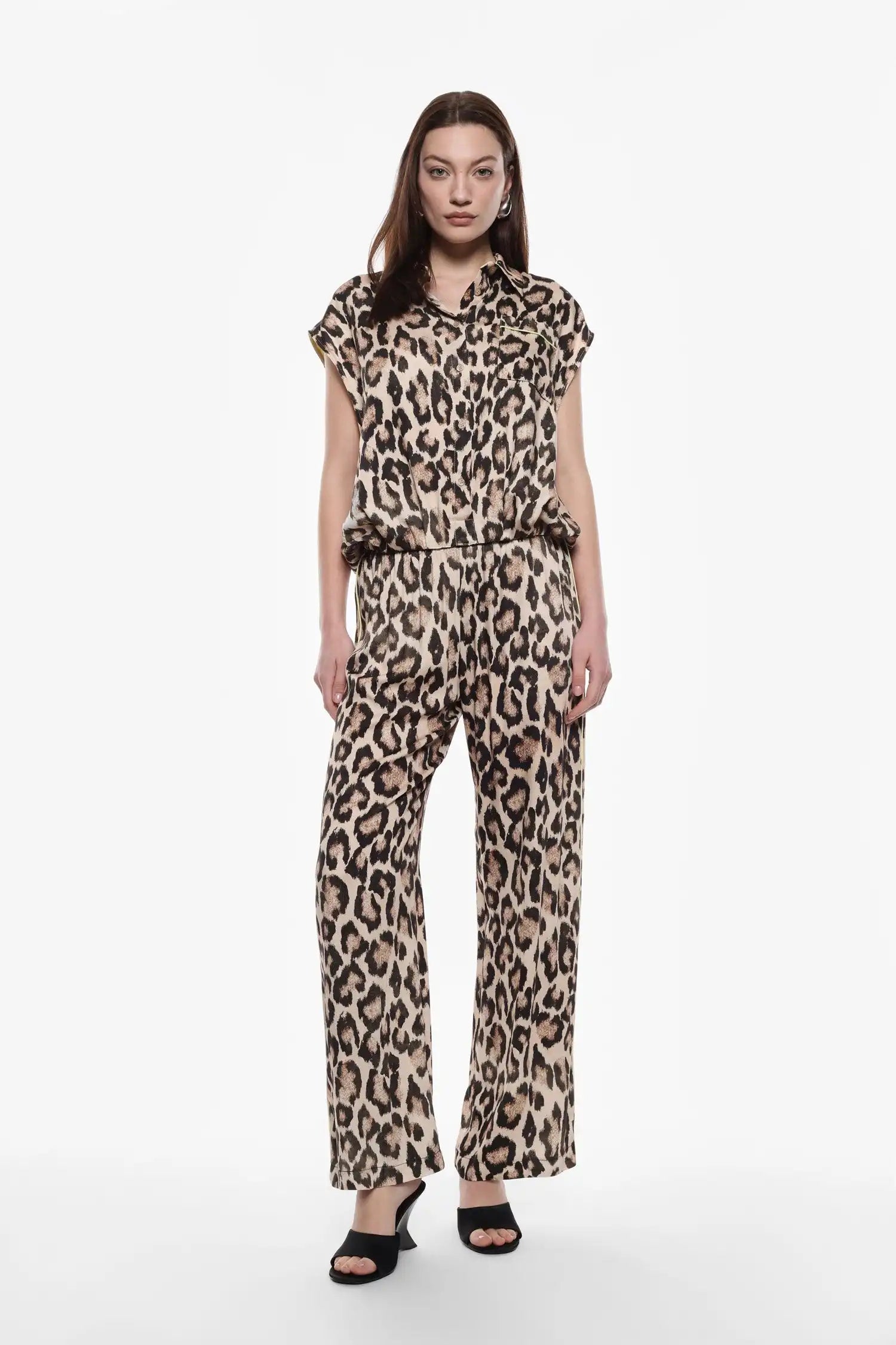 Pantalon Palazzo Imperial léopard Beige/Nero