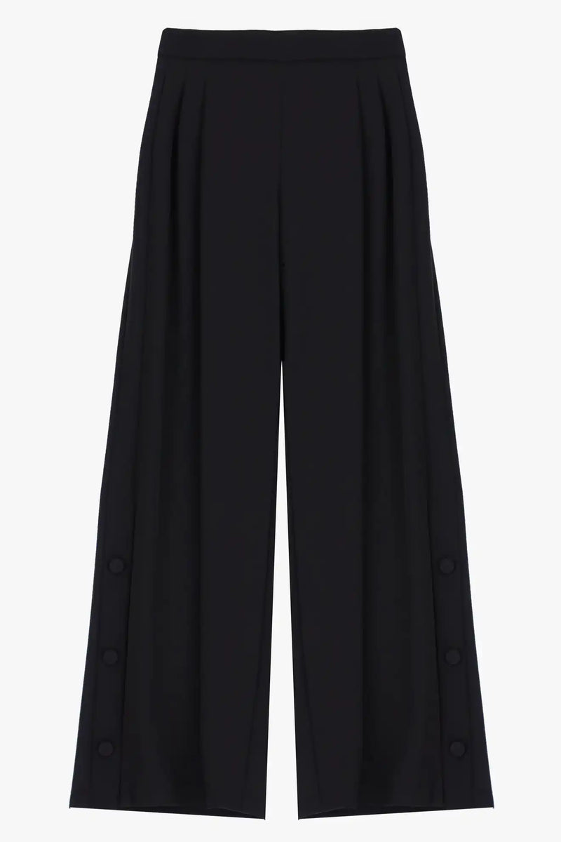 Pantalon Palazzo Imperial Boutonné sur le bas Nero
