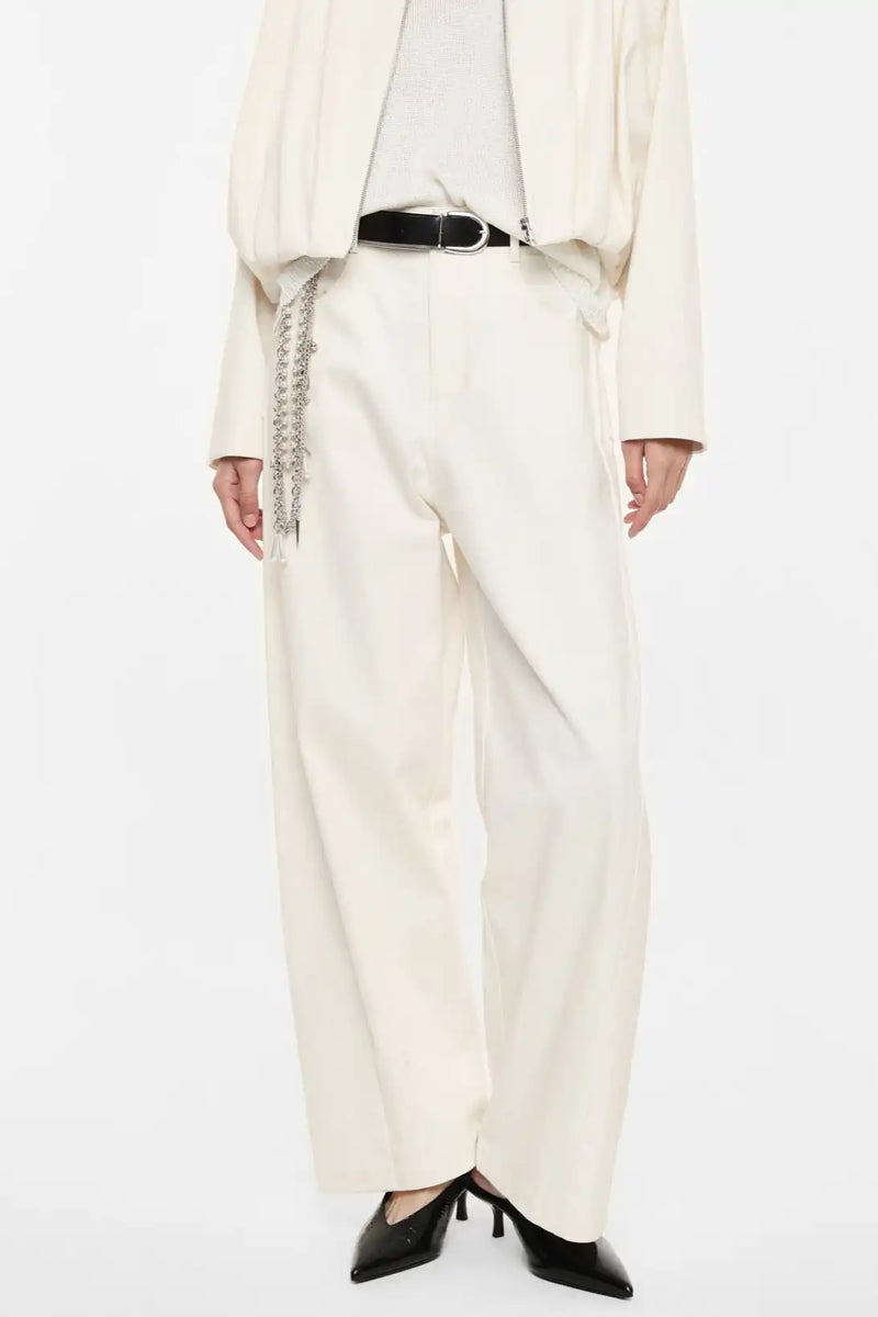 Pantalon Large Imperial avec ceinture et chaîne Panna