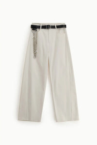 Pantalon Large Imperial avec ceinture et chaîne Panna