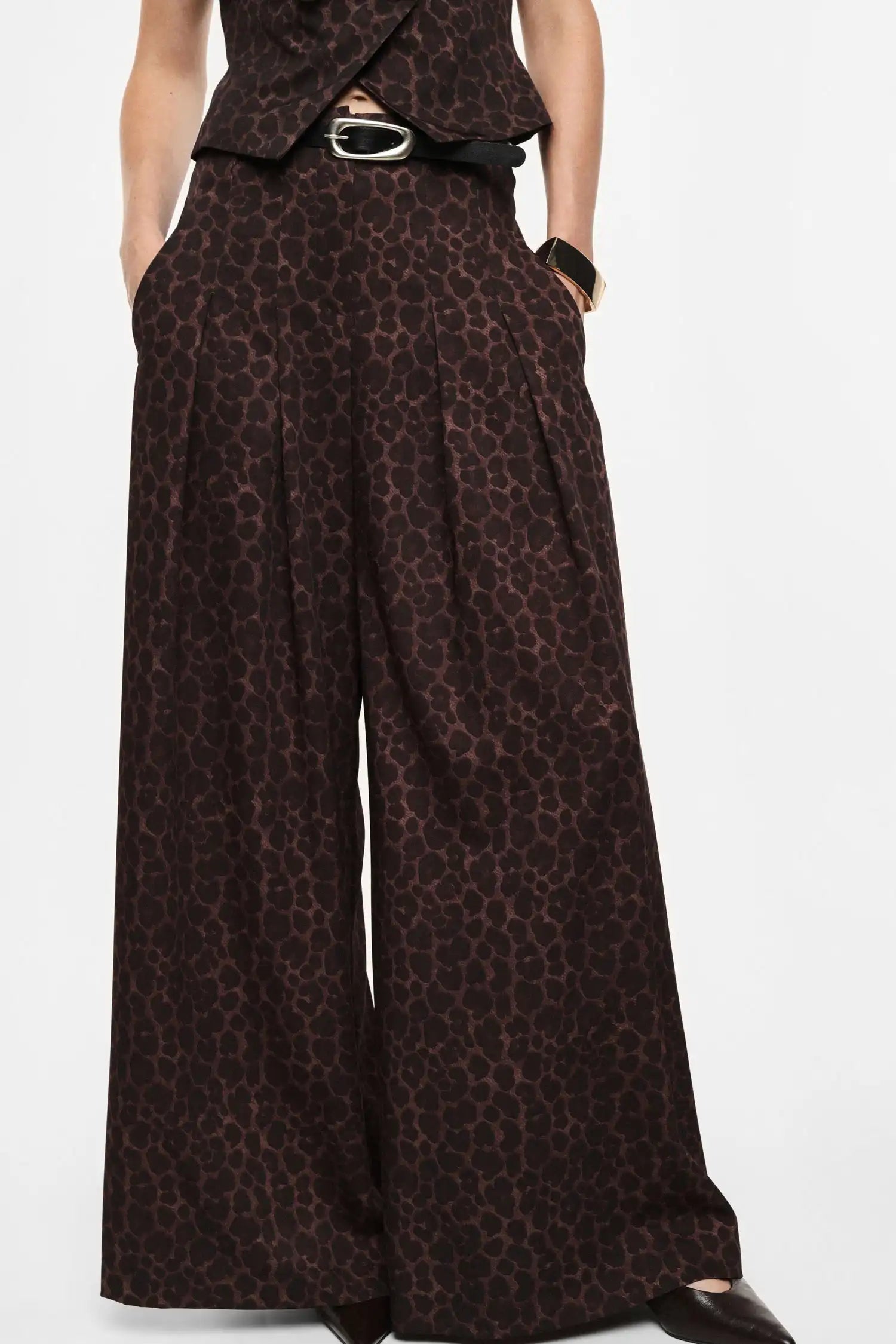 Pantalon Large Imperial Ceinture Léopard Moro