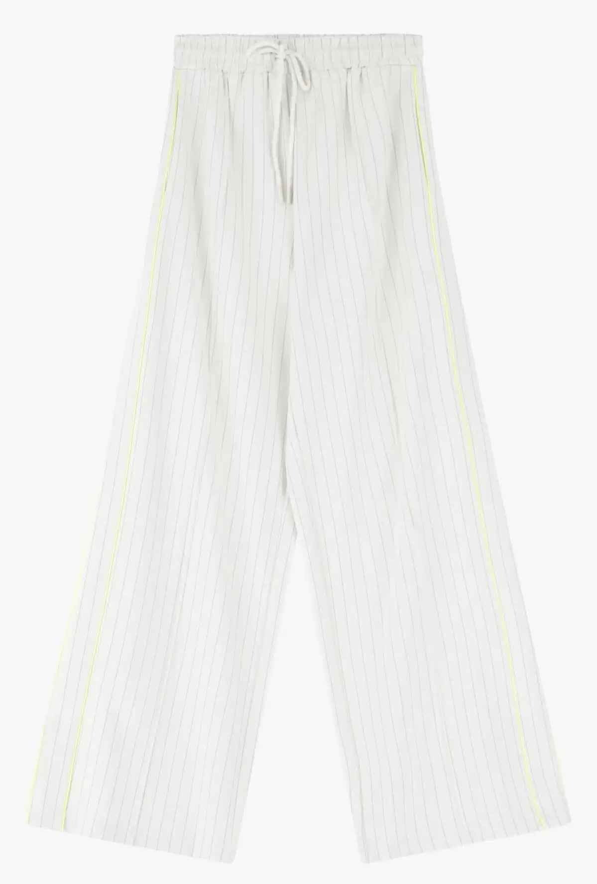 Pantalon Large Imperial à rayures et bandes jaunes fluo Panna