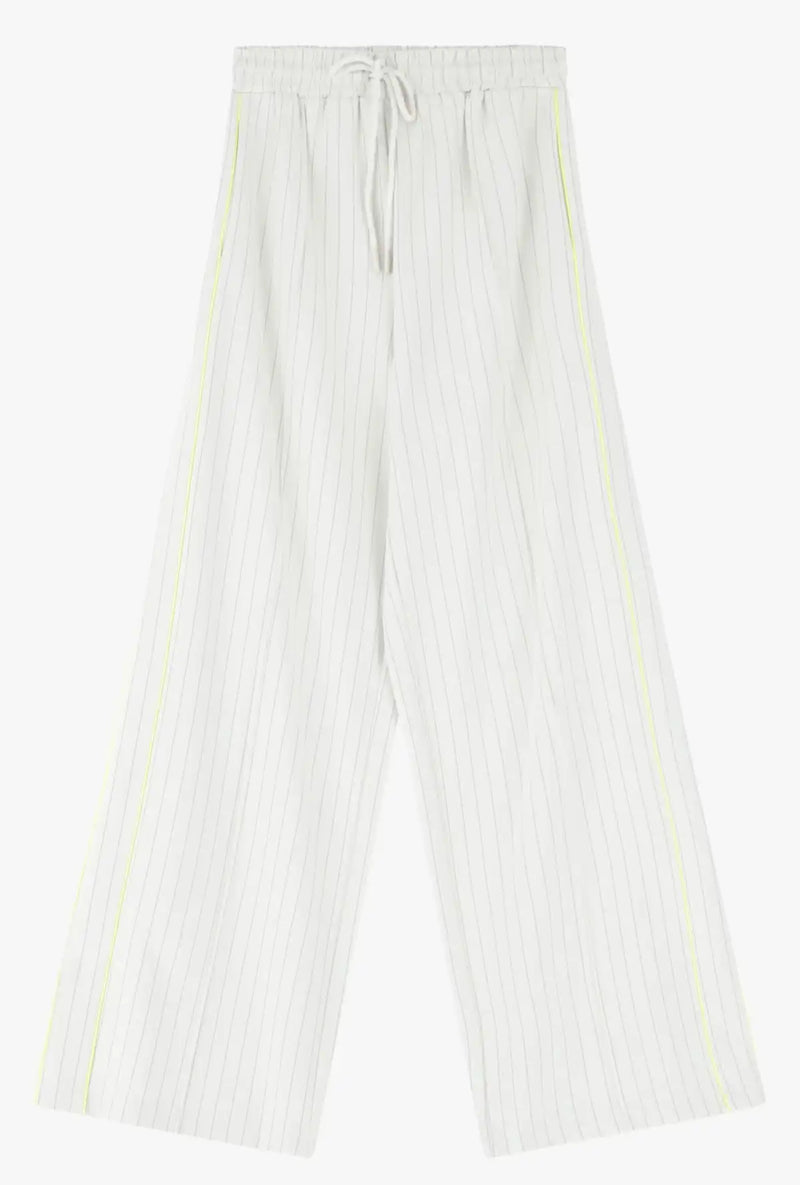 Pantalon Large Imperial à rayures et bandes jaunes fluo Panna
