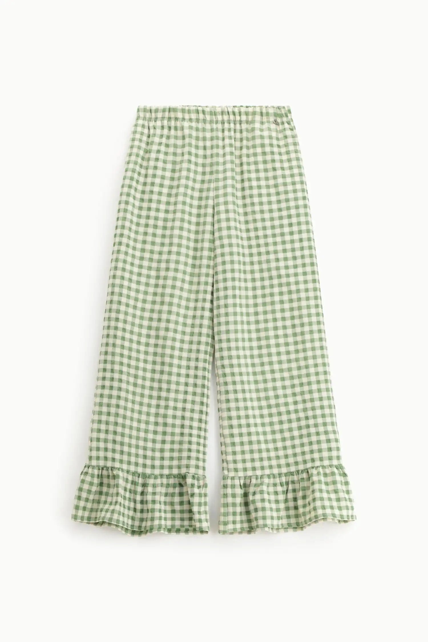 Pantalon palazzo vichy à volants Dixie Verde