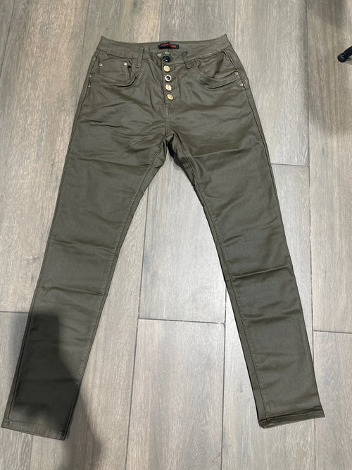 Pantalon Place du Jour Enduit Kaki