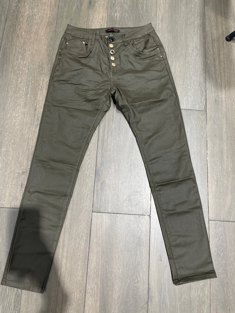 Pantalon Place du Jour Enduit Kaki