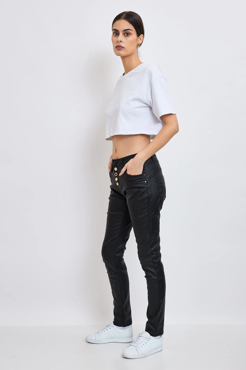 Pantalon Place du Jour Enduit Noir