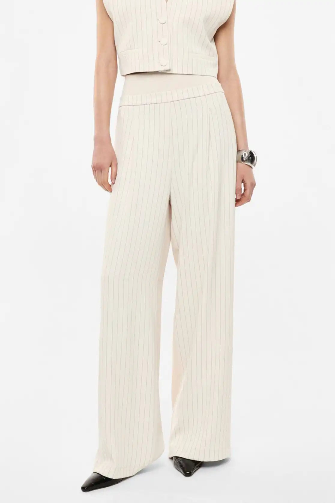 Pantalon taille élastique rayé Imperial Panna