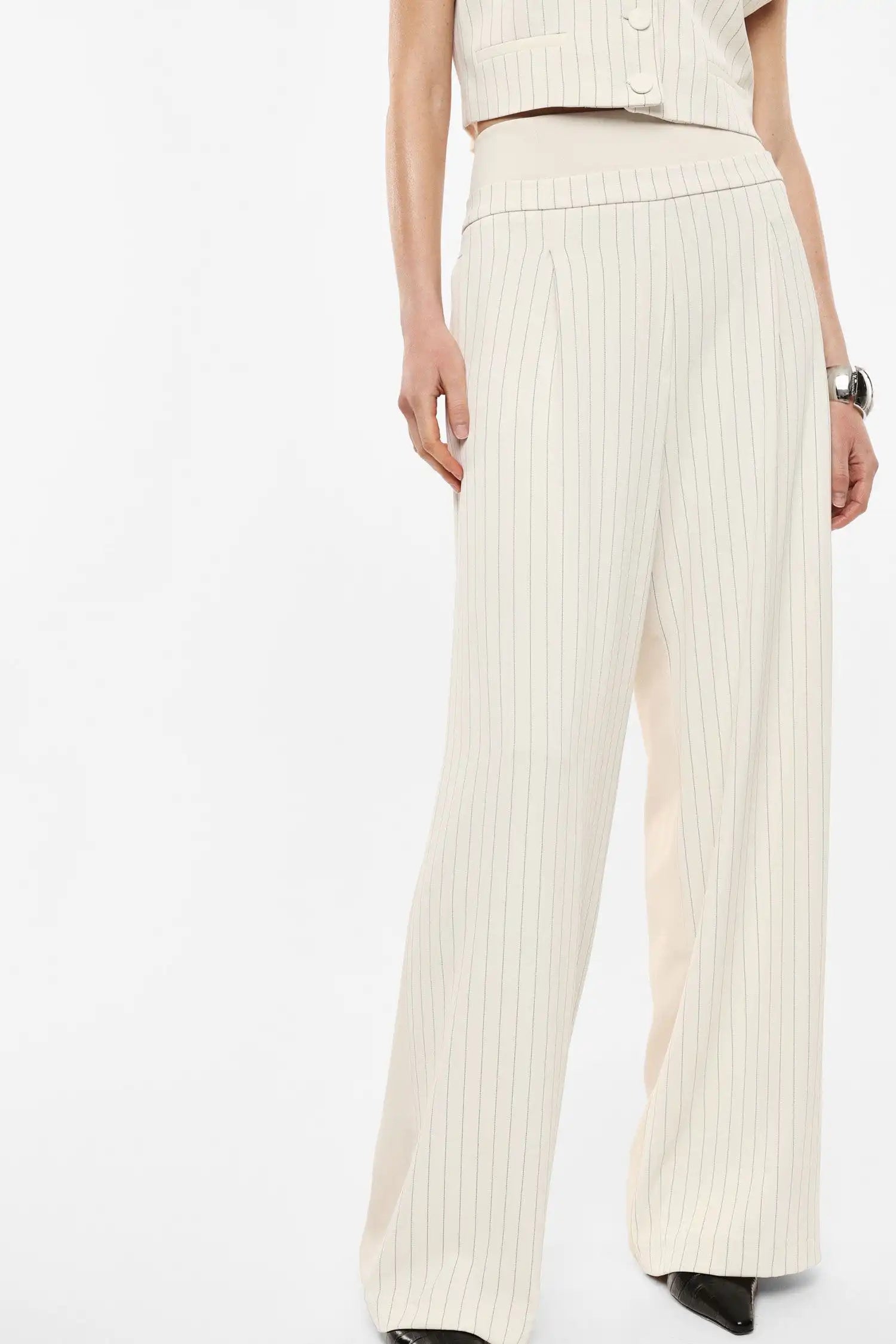 Pantalon taille élastique rayé Imperial Panna