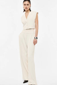 Pantalon taille élastique rayé Imperial Panna