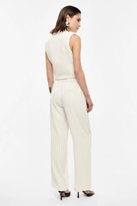 Pantalon droit Imperial à fines rayures écru