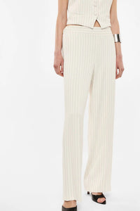 Pantalon droit Imperial à fines rayures écru