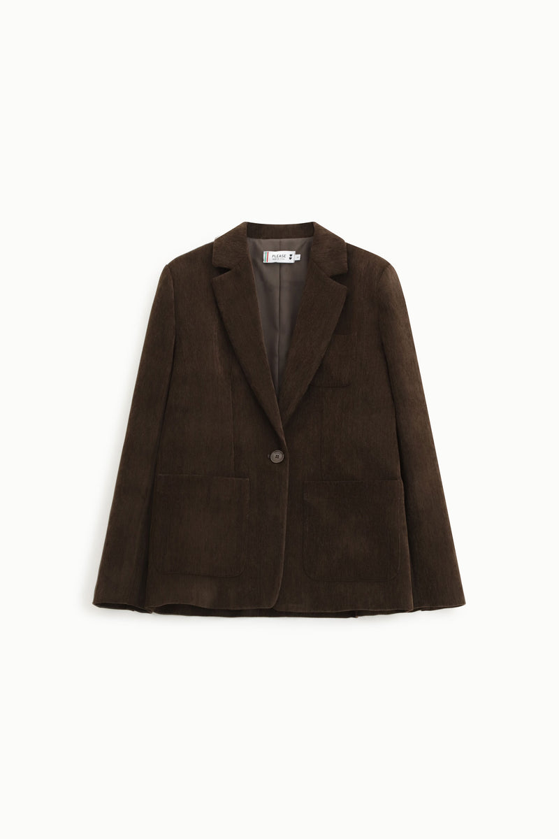 Blazer Please droit en velours ras Moro