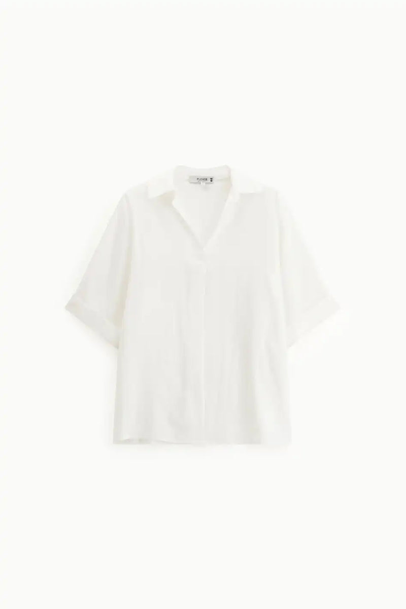 Chemise Please en tissu gaufré Bianco