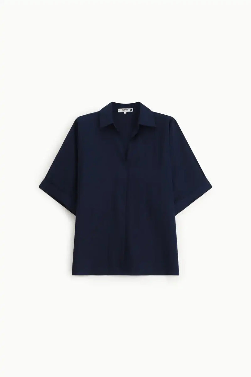 Chemise Please en tissu gaufré Blu