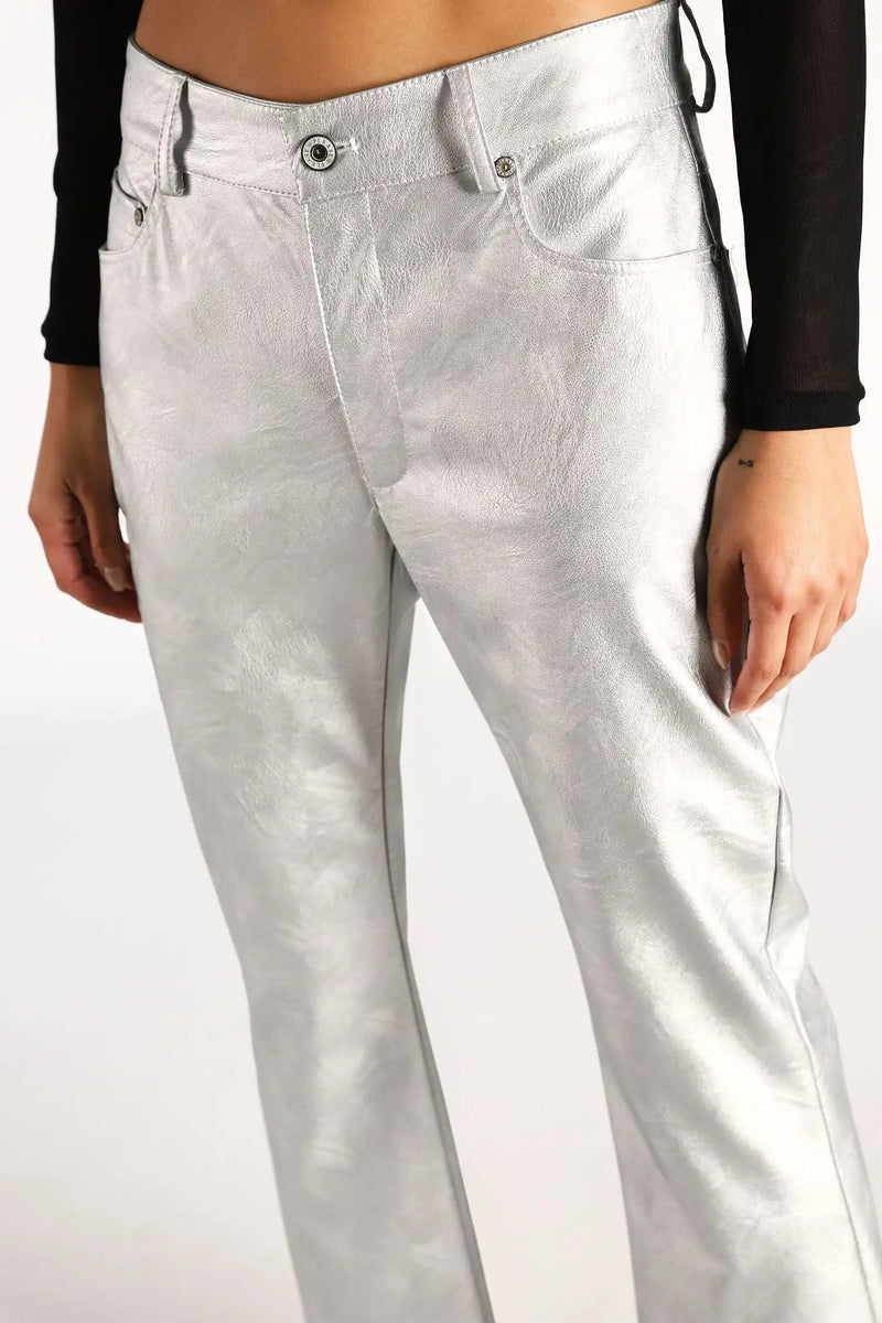 Pantalon Please 7/8 effet cuir Argento