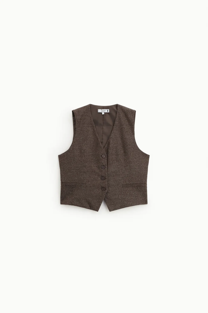 Gilet Please tweed Cioccolato Bianco
