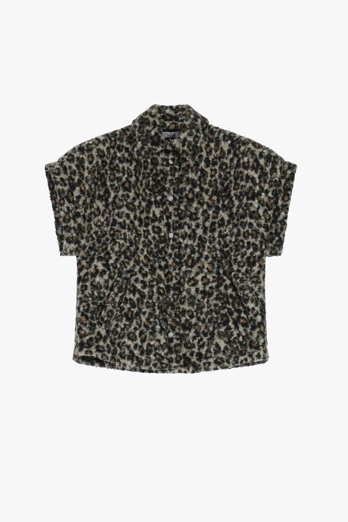 Manteau oversize Please manches courtes en éco‑fourrure Leopard