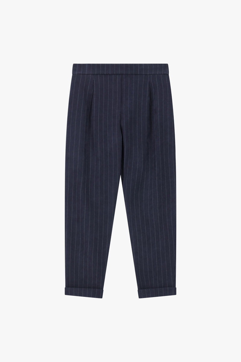 Pantalon Please pinces rayures fines Blu