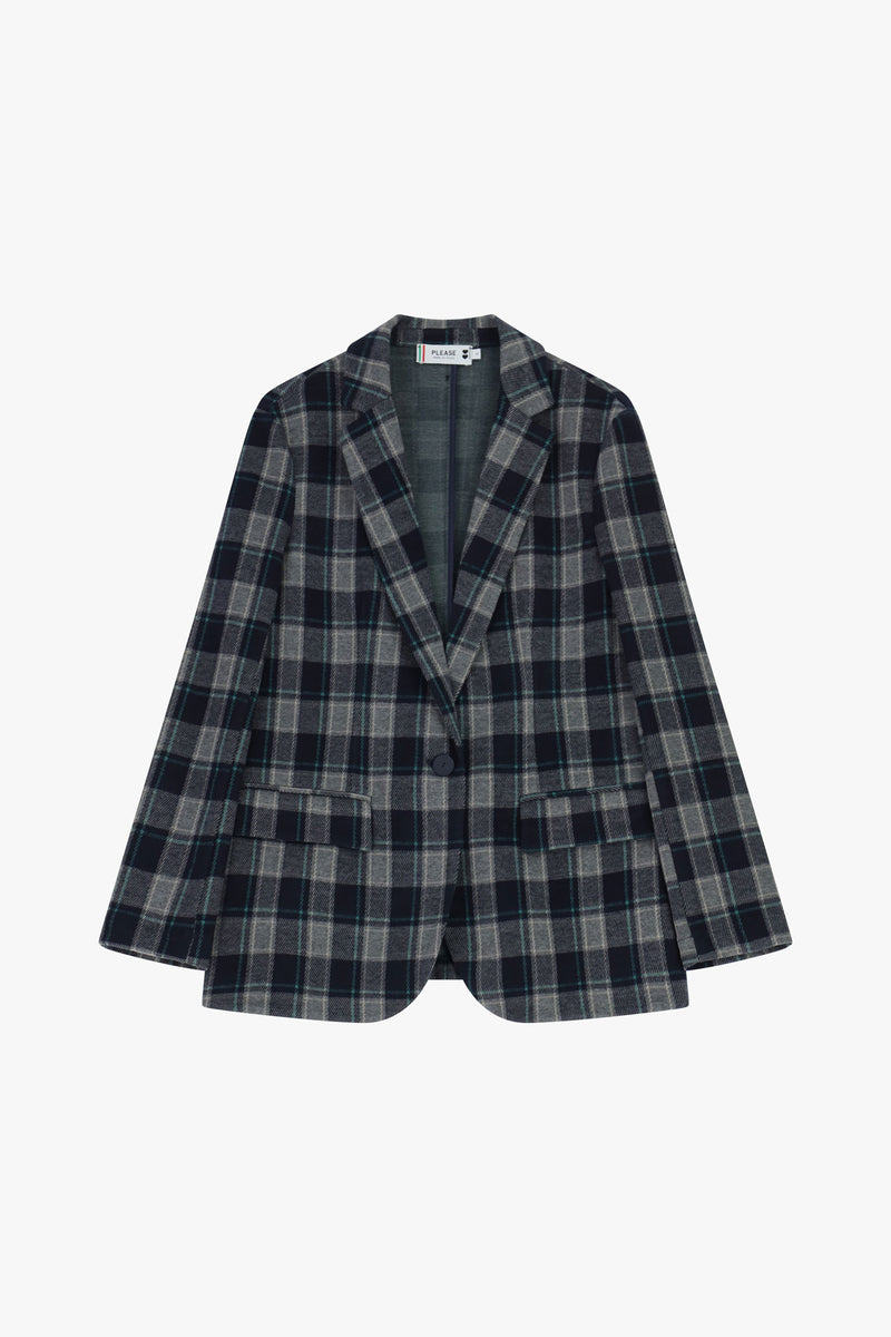 Veste tailleur Please droite carreaux Blu