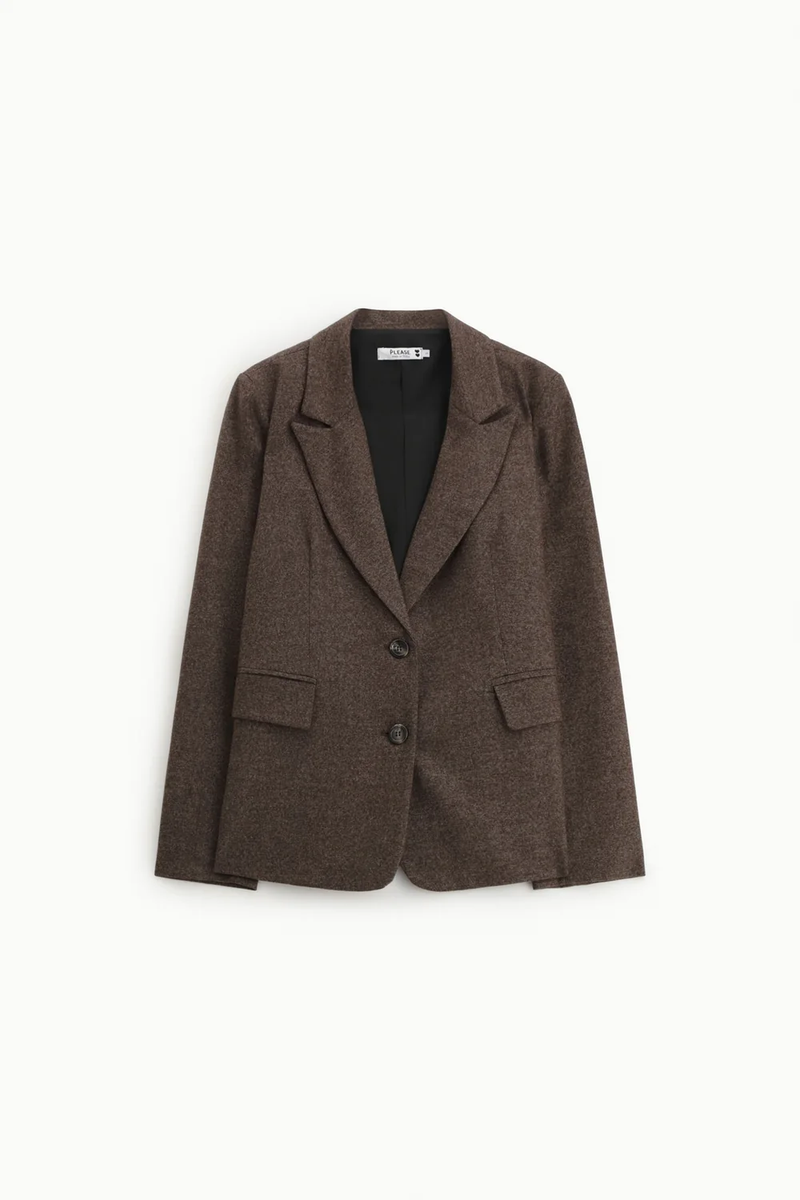 Blazer Please tweed Cioccolato - Bianco