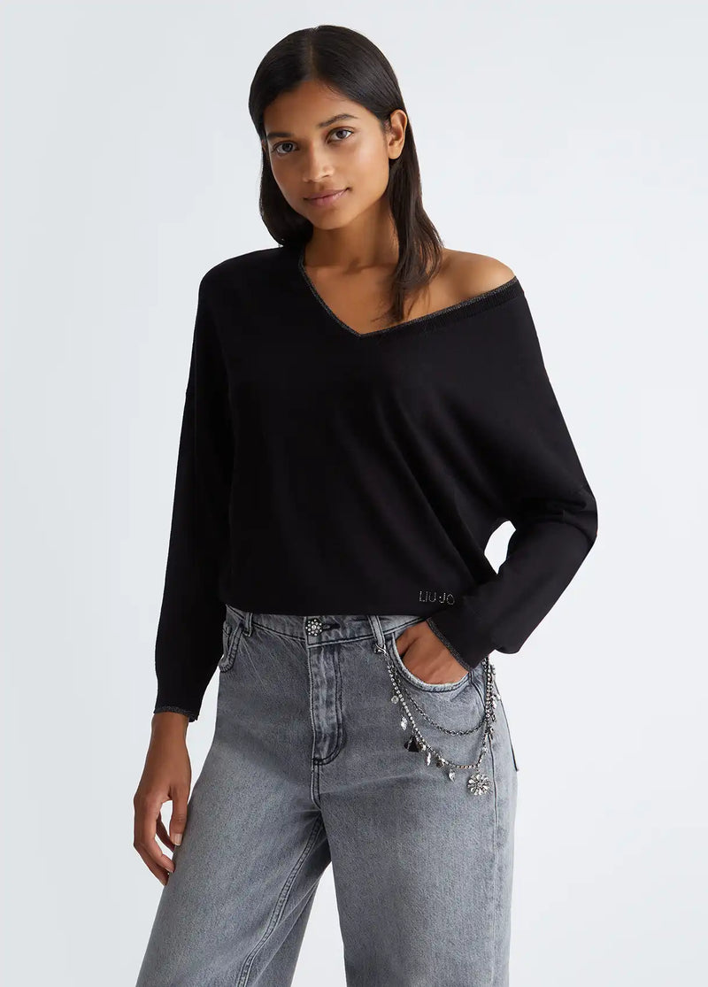 Pull Liu Jo col V Ecoconçu Nero