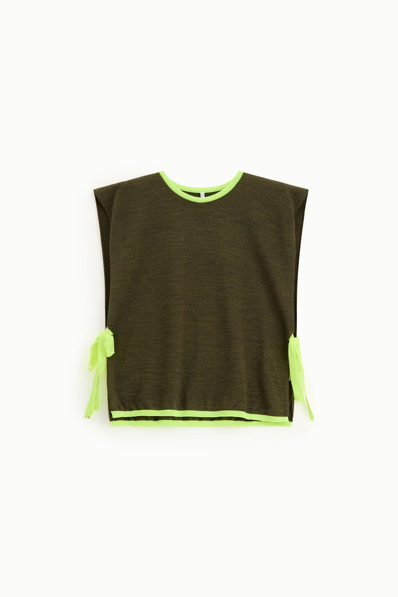 Pull Imperial façon cape sans manches détails fluo Militare
