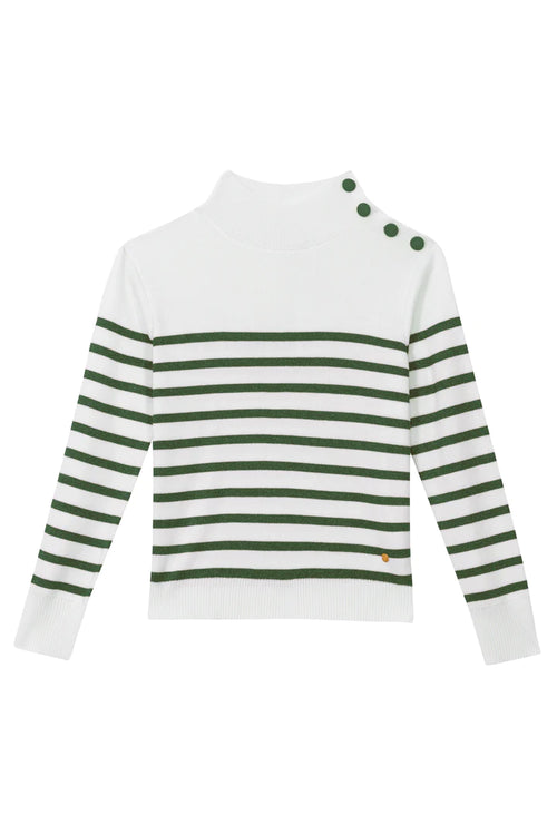 Pull marinière La Petite Etoile Asha Ecru/Kaki