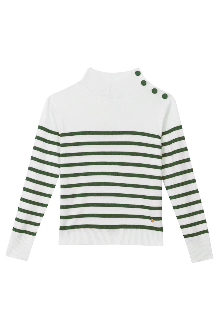 Pull marinière La Petite Etoile Asha Ecru/Kaki