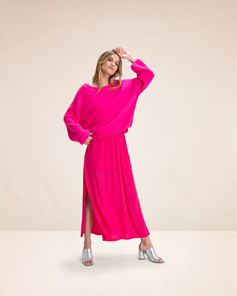 Pull oversize Karma Koma Lauper Rose Fluo