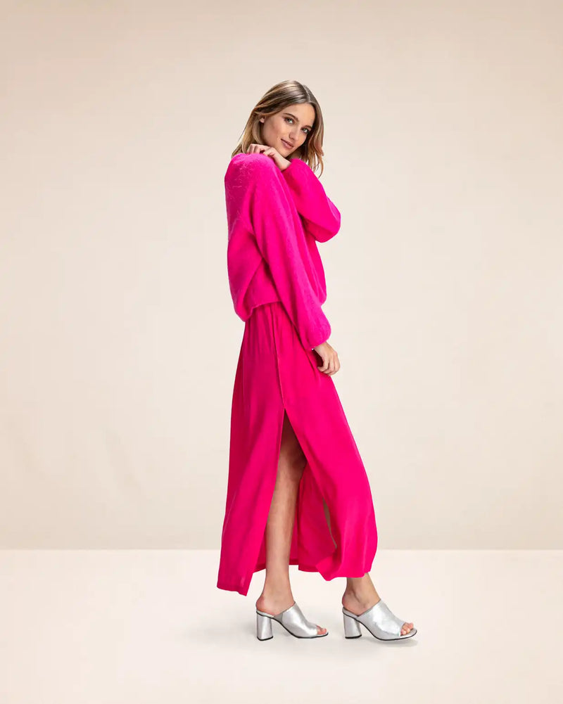 Pull oversize Karma Koma Lauper Rose Fluo
