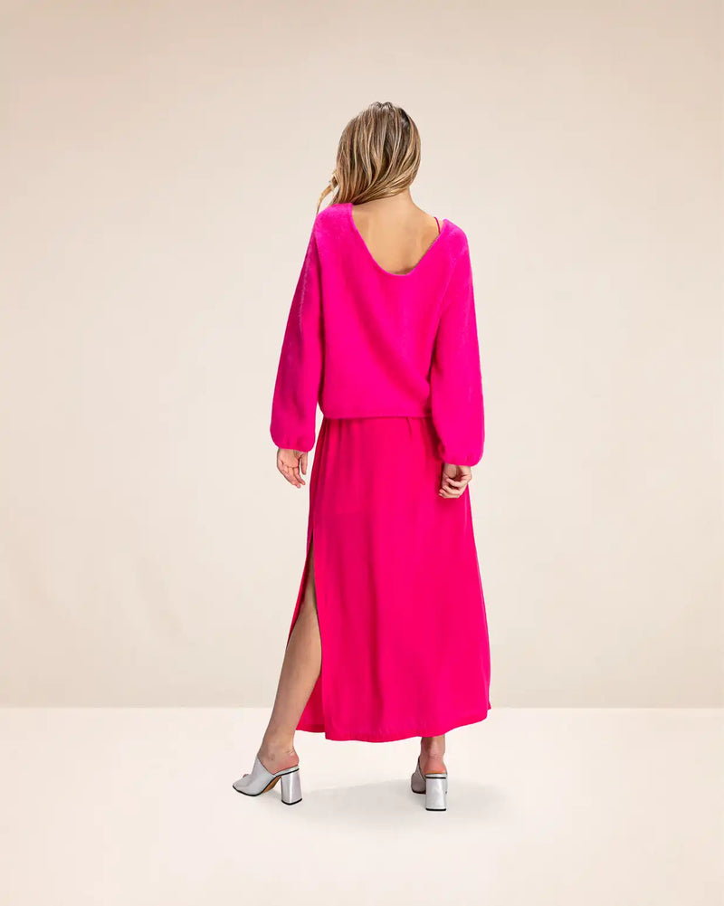 Pull oversize Karma Koma Lauper Rose Fluo